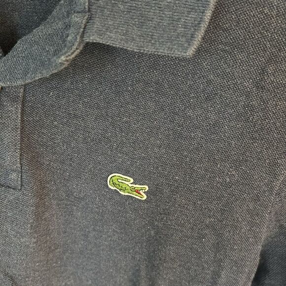 Lacoste Polo Navy Shirt Short Sleeve Knit Crocodile Logo Size L Slim Fit - Picture 3 of 8